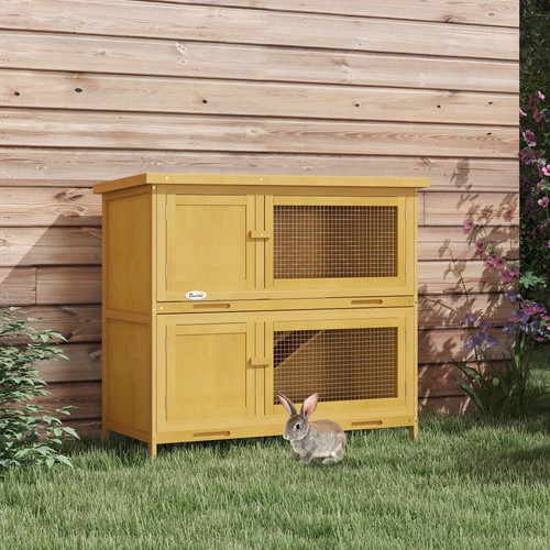 Tier wooden rabbit hutch - wooden,