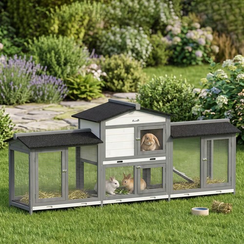 Pawhut rabbit hutch - rabbit, guinea