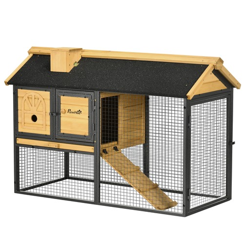 Pawhut rabbit hutch - hutch,, guinea