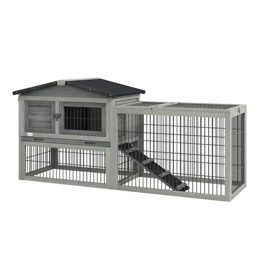 Pawhut rabbit hutch wooden - rabbit, hutch,