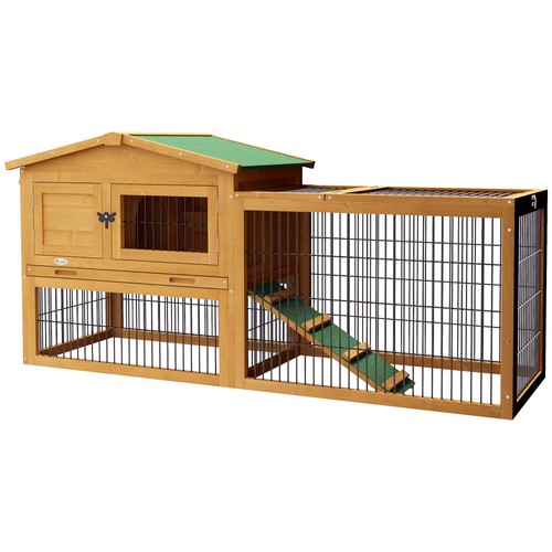 Pawhut rabbit hutch - pawhut, wooden
