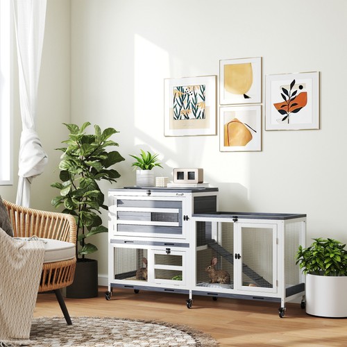 Pawhut rabbit hutch tier - hutch,, 2-tier