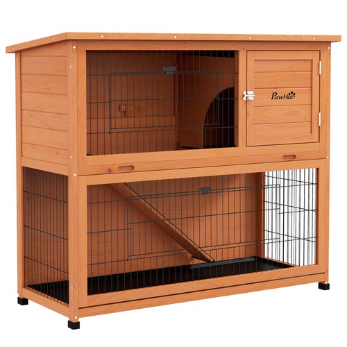 Pawhut rabbit hutch guinea - rabbit, hutch,